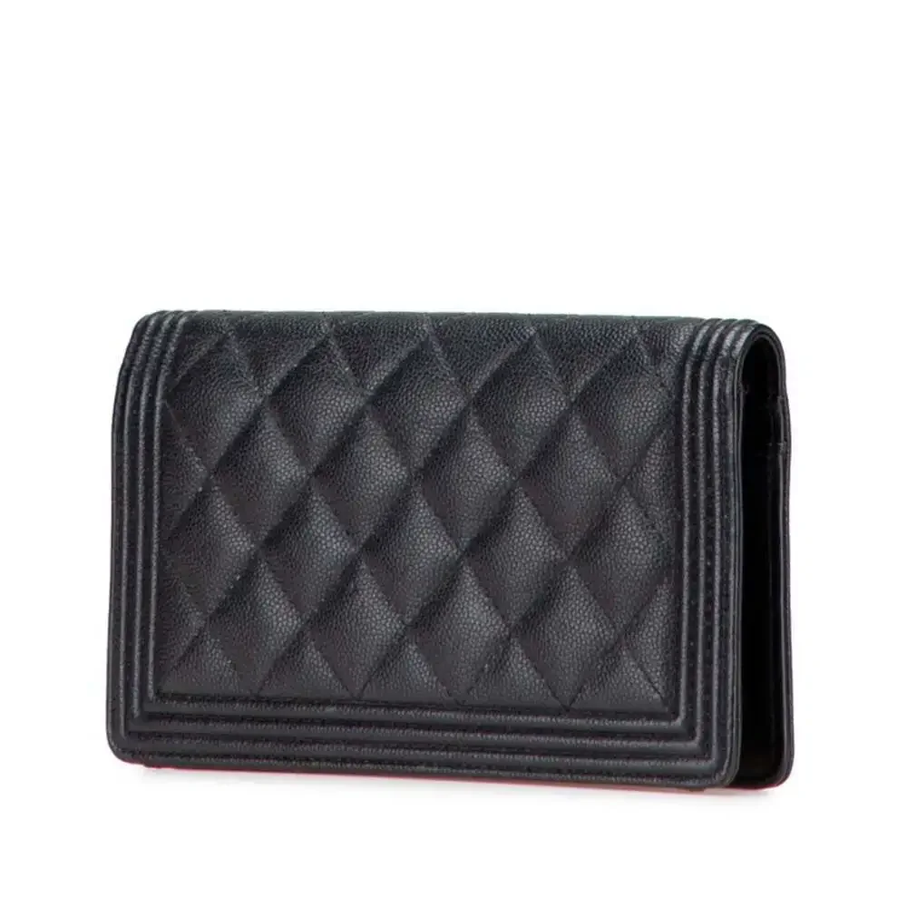 CHANEL Black Caviar Leather Wallet